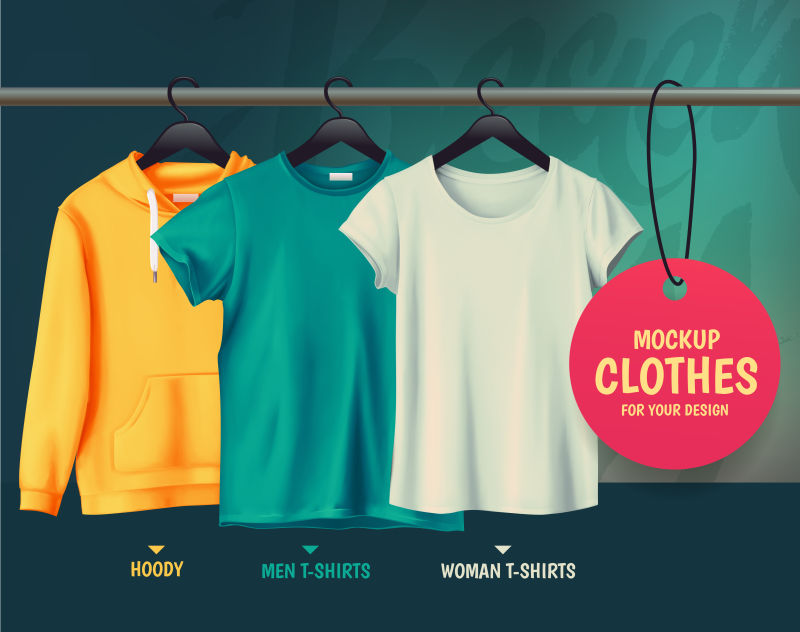 创意矢量彩色T恤设计插图