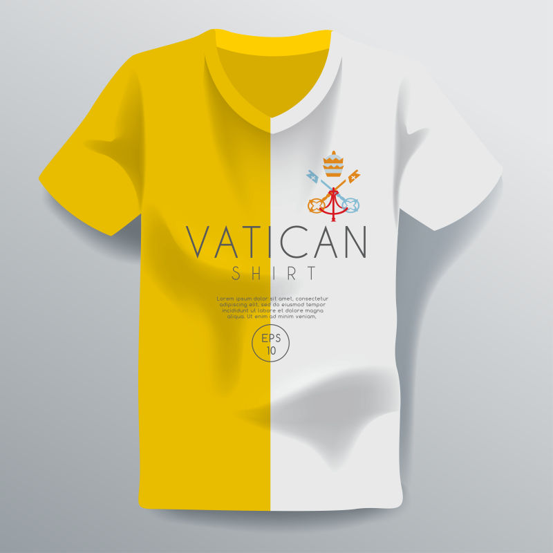 创意矢量双色尖领T恤设计