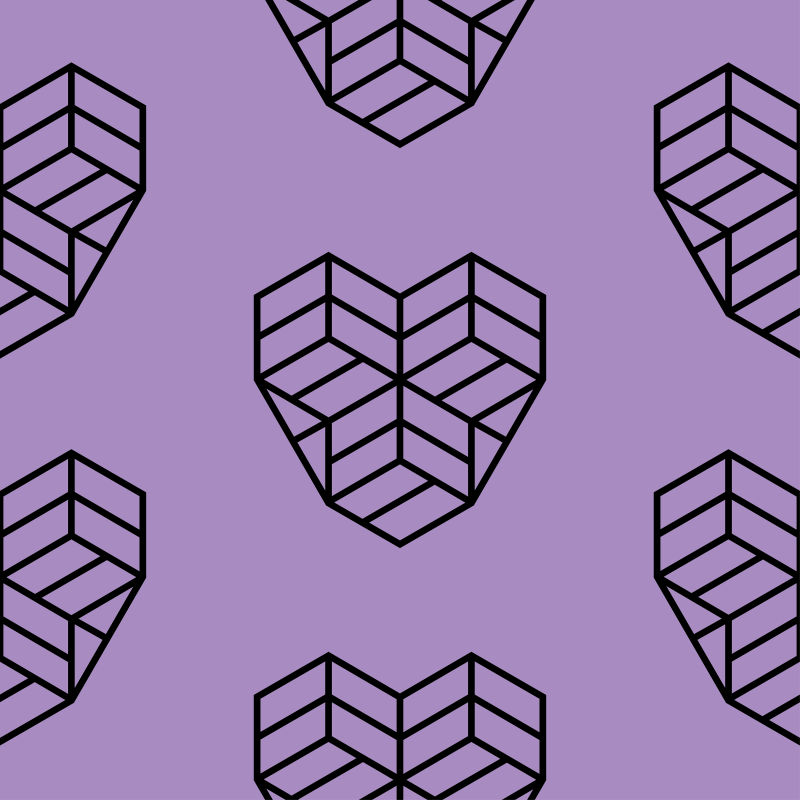 抽象矢量几何心形元素的紫色背景设计