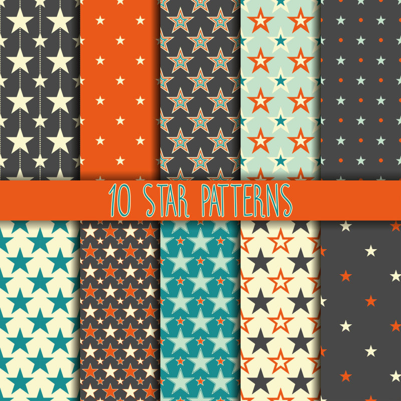 抽象矢量彩色星星元素装饰无缝背景