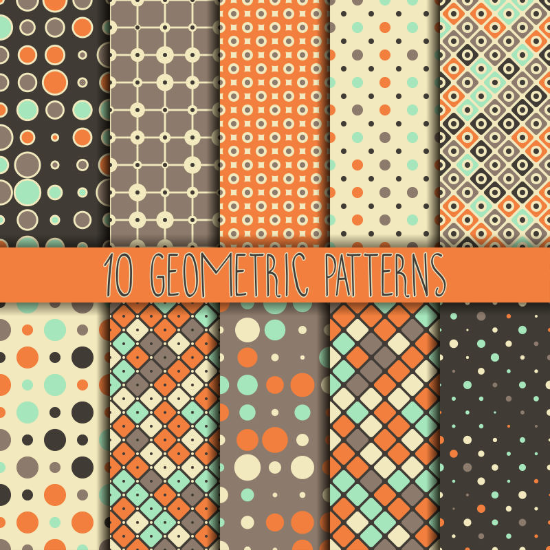 抽象现代彩色几何元素无缝装饰背景