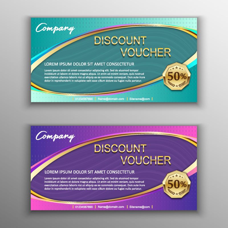 创意矢量现代绿色紫色时尚优惠券设计