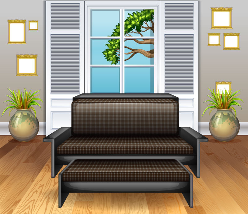 创意矢量现代室内设计创意插图设计