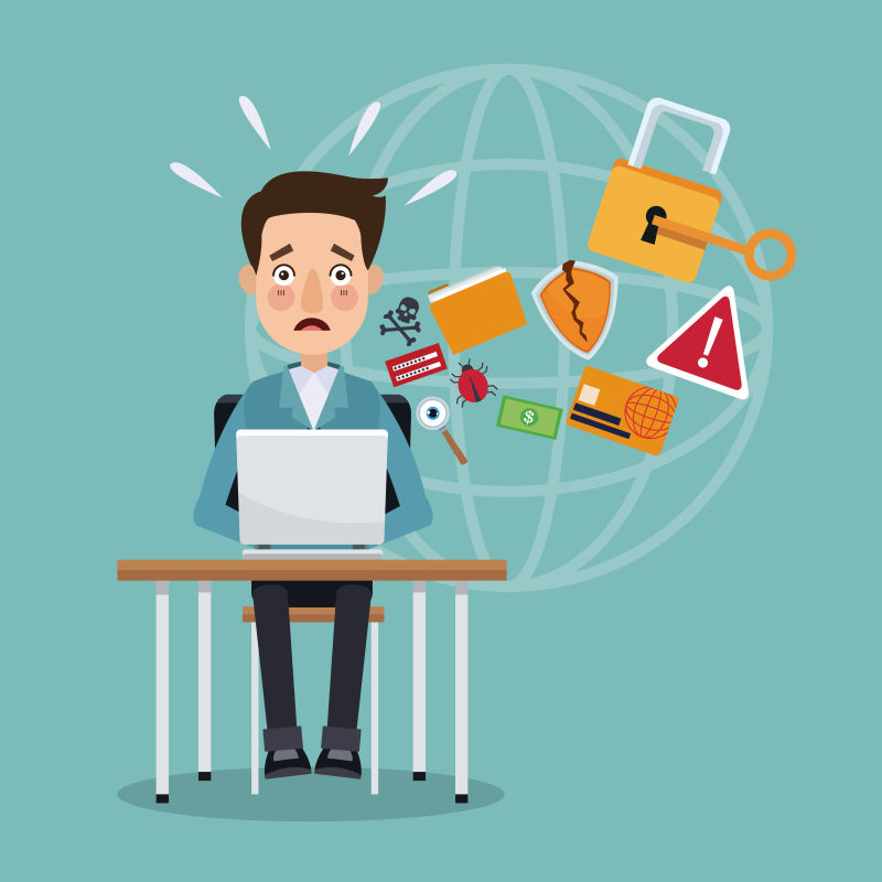 抽象矢量现代计算机保护程序主题插图设计