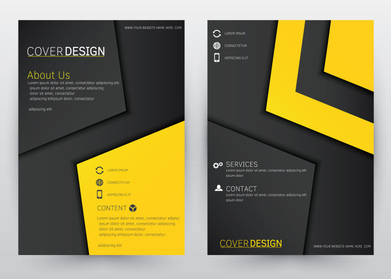 抽象矢量黄黑色时尚企业宣传册设计