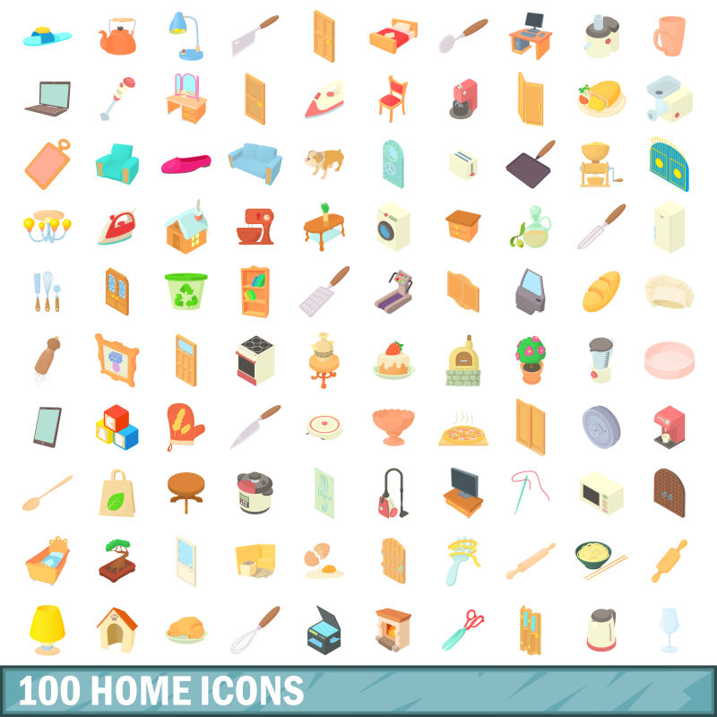 抽象矢量现代卡通家庭图标设计