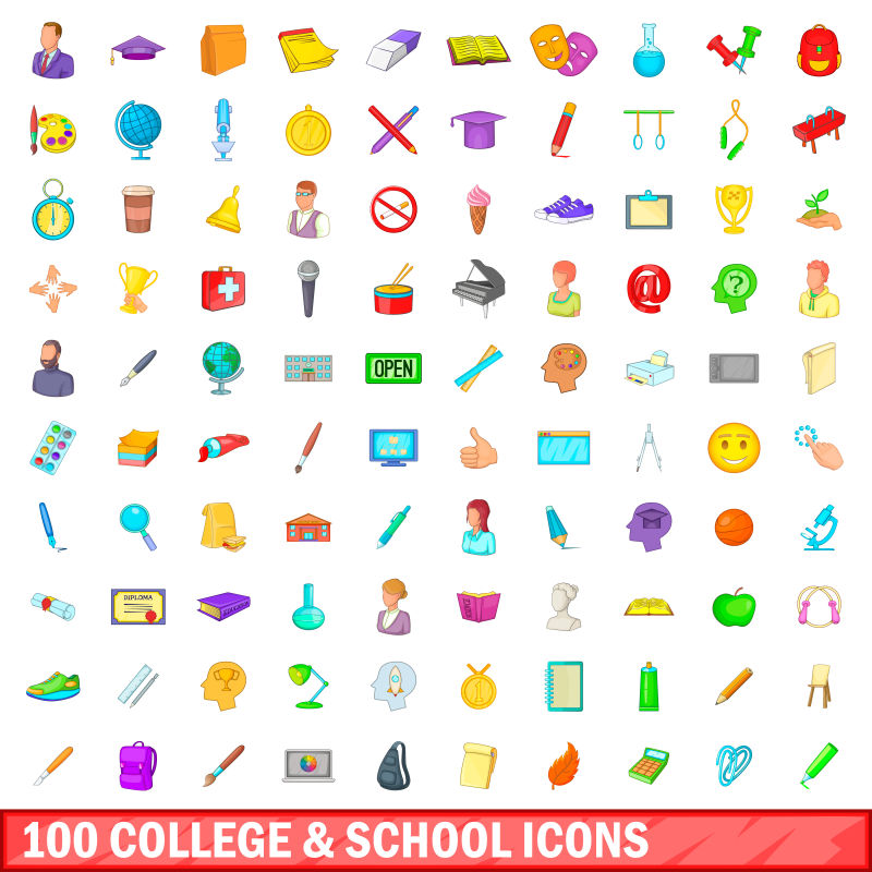 创意矢量学校主题图标设计