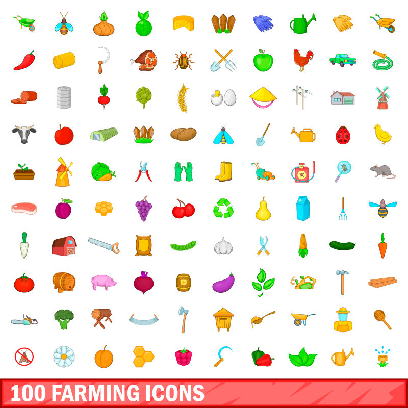 创意矢量现代农场主题图标设计