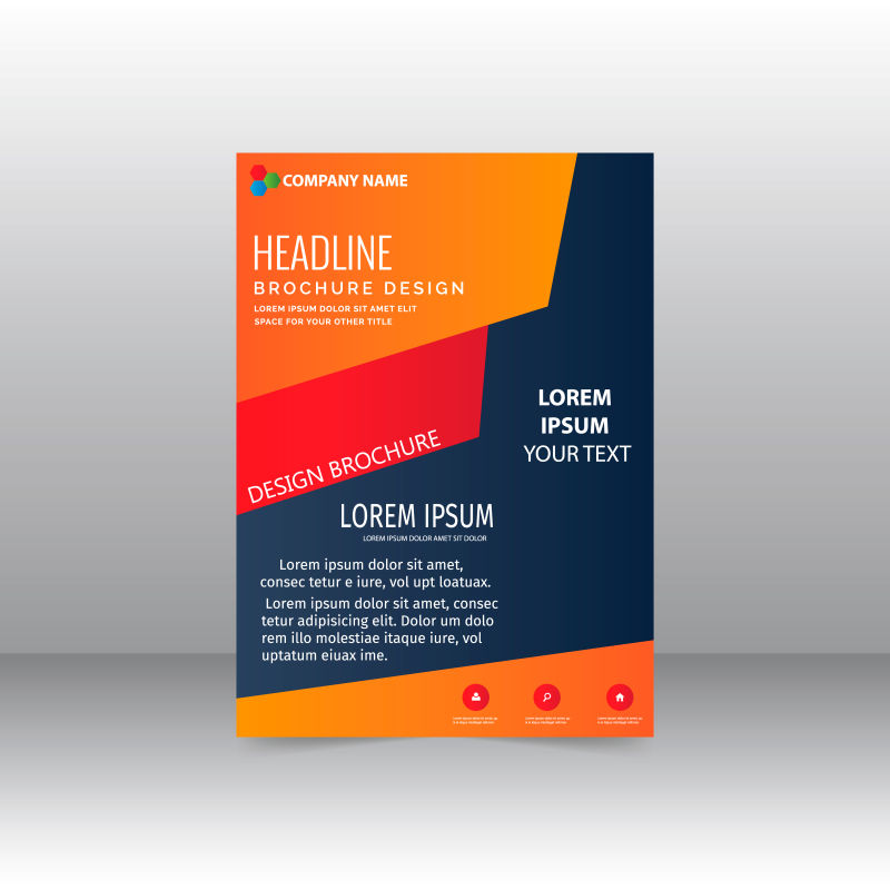 矢量创意现代蓝色橙色商业宣传单设计