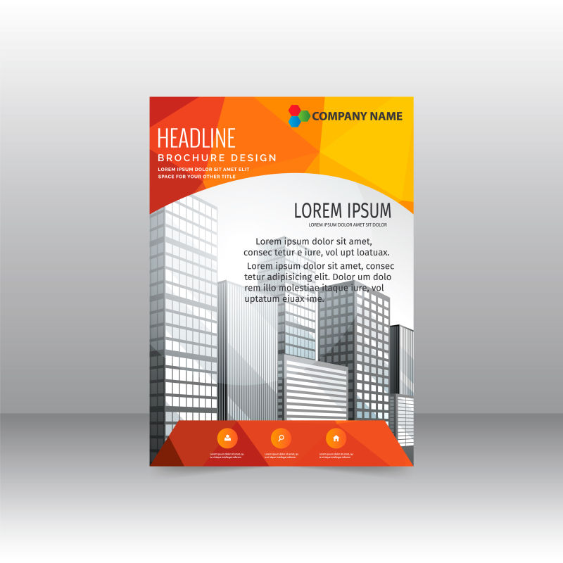 抽象矢量现代红黄色商业宣传单设计