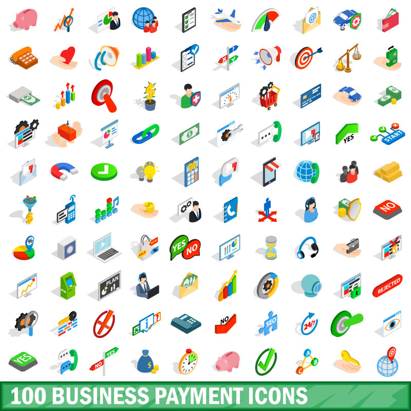 抽象矢量现代商业支付主题等距图标设计
