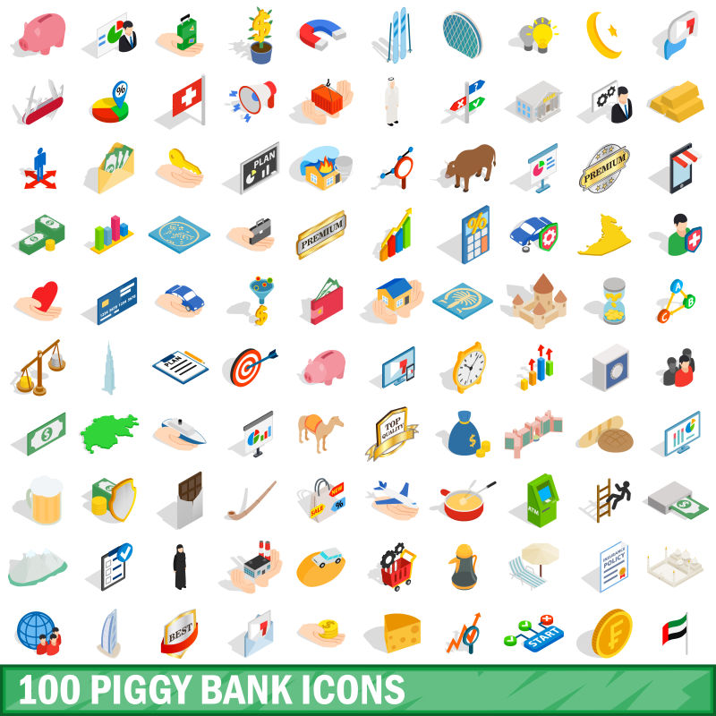 创意矢量财政管理主题的等距图标设计