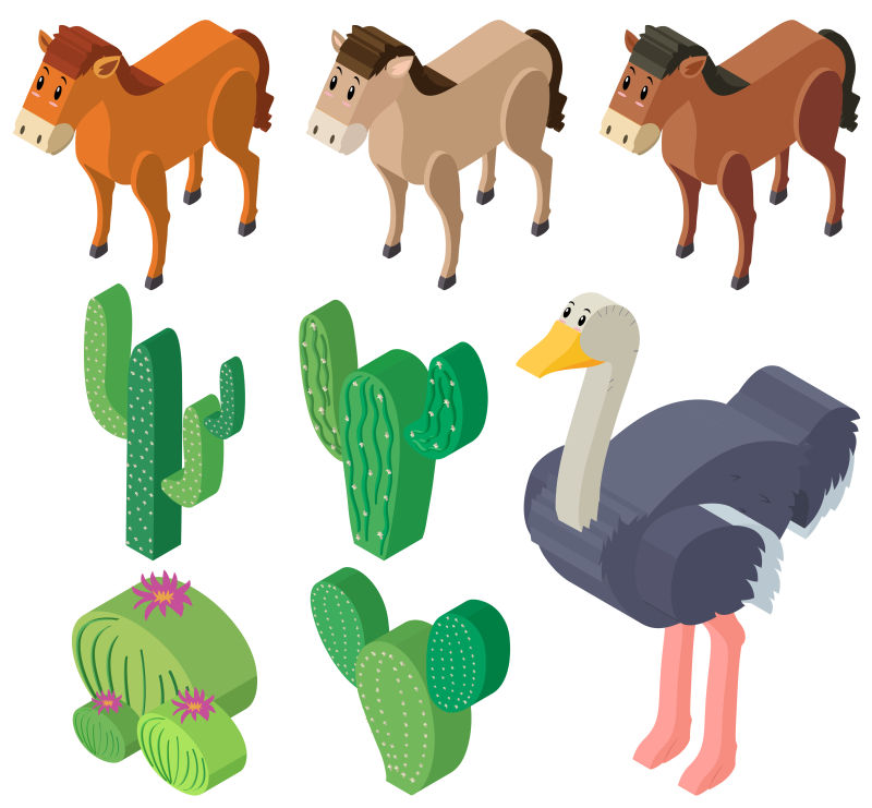 创意矢量现代等距的沙漠元素