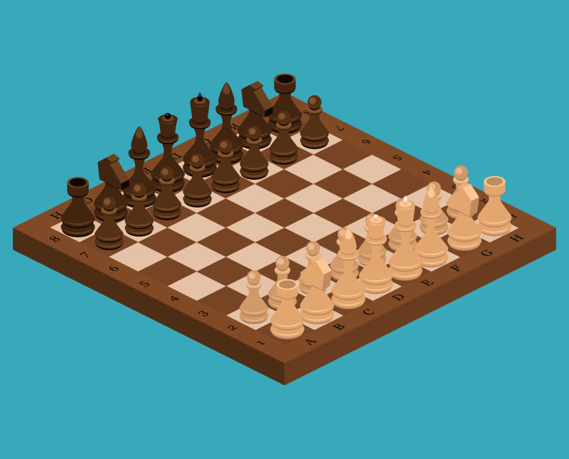 抽象矢量等距的国际象棋插图设计