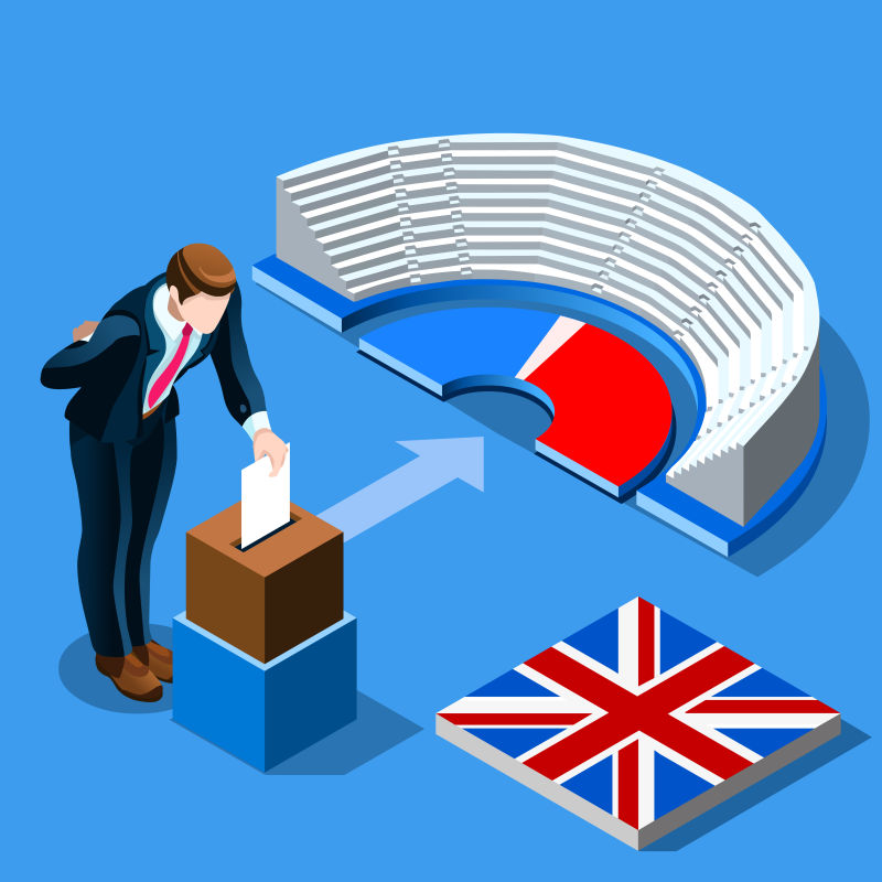 抽象矢量现代英国选举主题插图设计