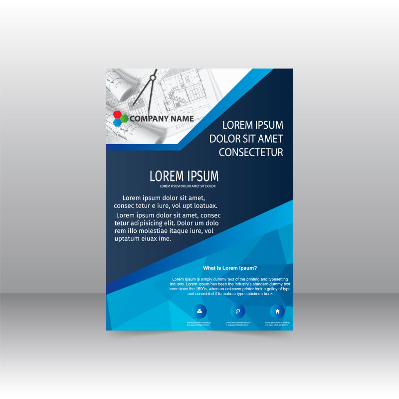 创意矢量现代蓝色几何经典宣传单