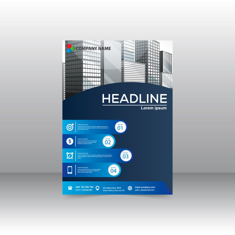 矢量现代蓝色经典创意宣传单平面设计