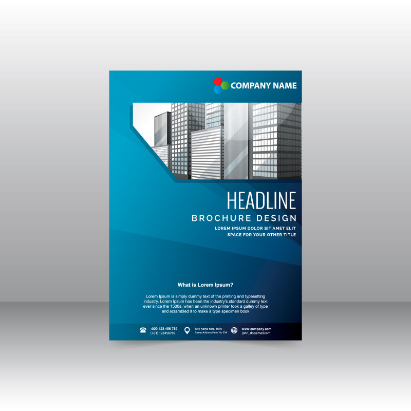 创意矢量现代蓝色经典年年度宣传单平面设计