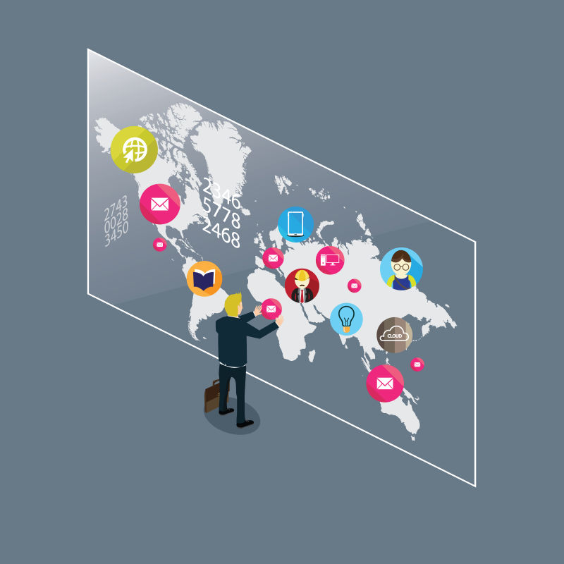 抽象矢量现代等距的商人平面插图设计