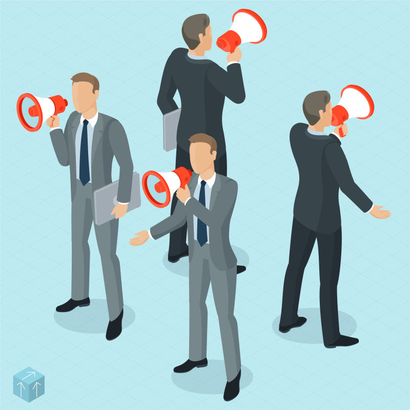 抽象矢量现代等距商人平面插图