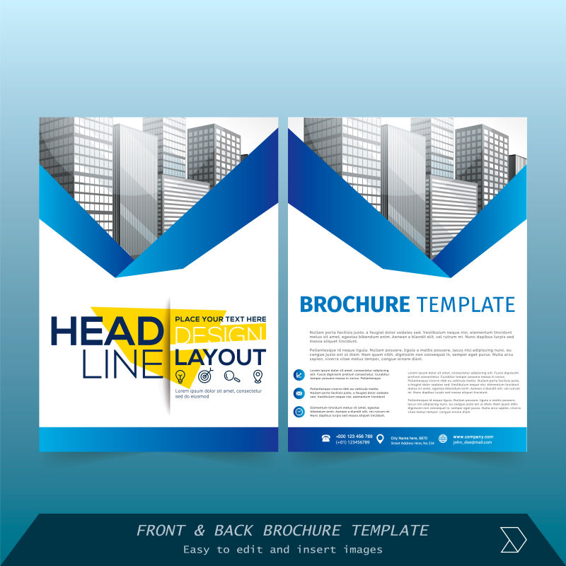 矢量创意蓝色几何元素的宣传单创意设计