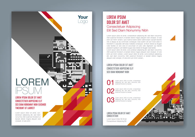 抽象矢量红色几何风格的现代宣传单设计