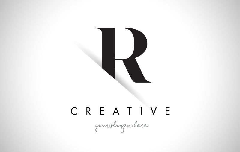 抽象矢量创意剪纸风格的字母R标志设计