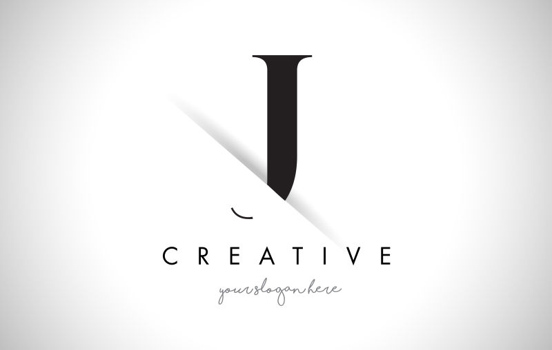 抽象矢量创意剪纸风格的字母J标志设计