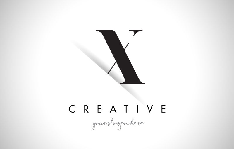 抽象矢量创意剪纸风格的字母X标志设计