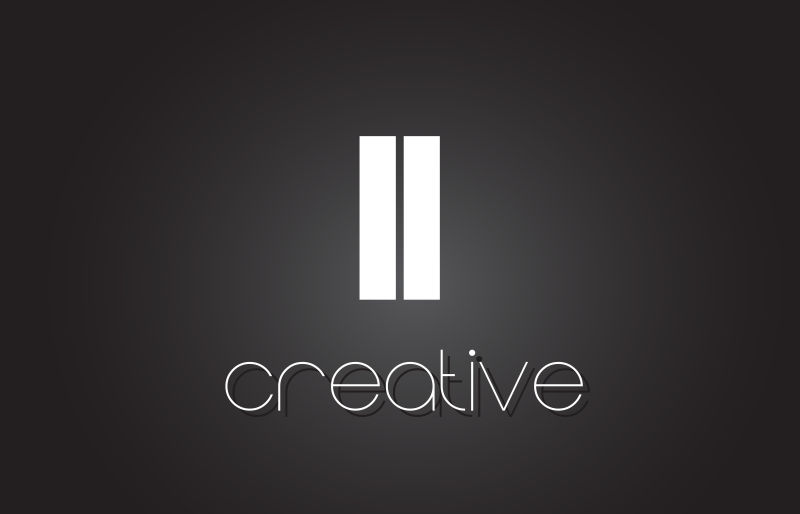 我的字母标志设计与白线和黑线