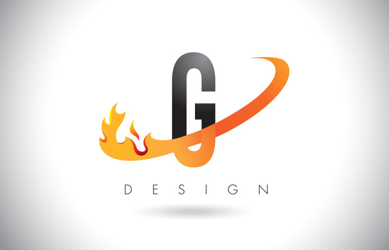 矢量抽象火焰元素的字母g标志设计
