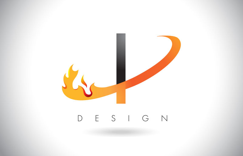 矢量抽象火焰元素的字母i标志设计