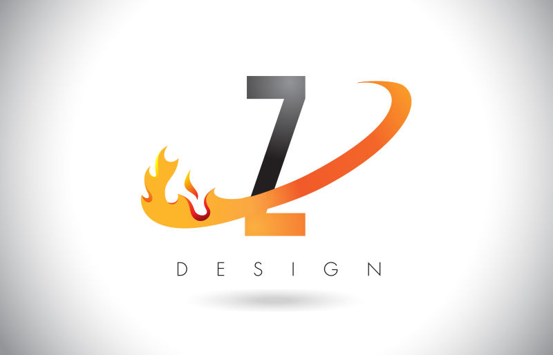 矢量抽象火焰元素的字母z标志设计
