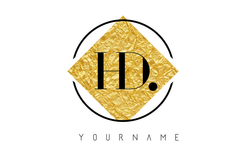 矢量金箔纹理的字母hd标志设计