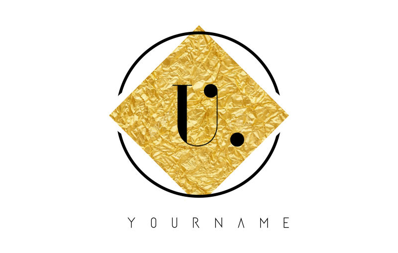 矢量金箔纹理的字母u标志设计