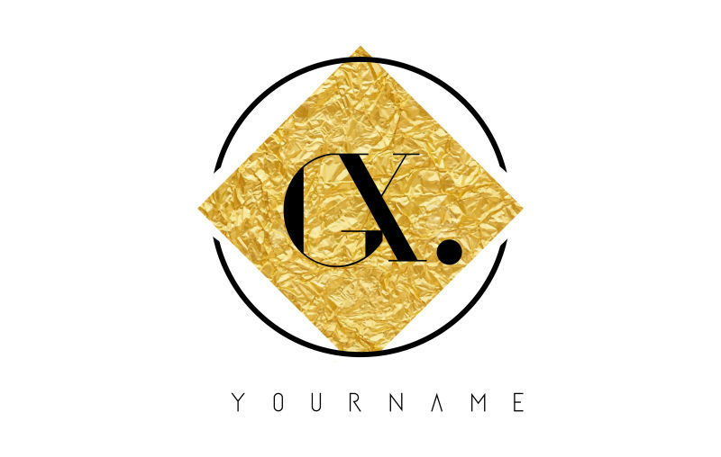 矢量金箔纹理的字母gx标志设计