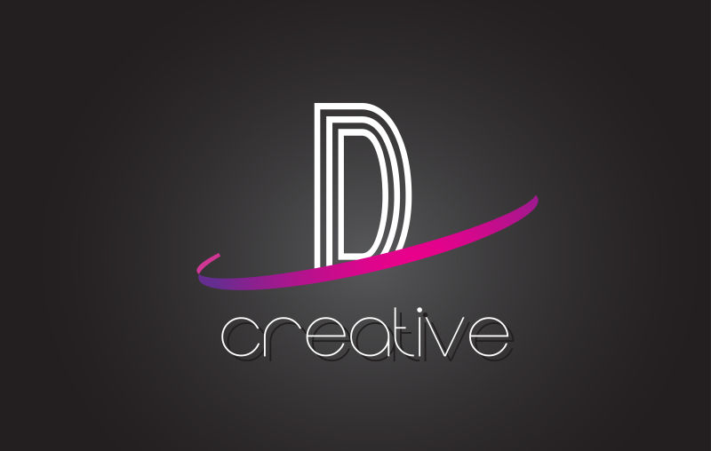 抽象矢量线性风格的字母D标志设计