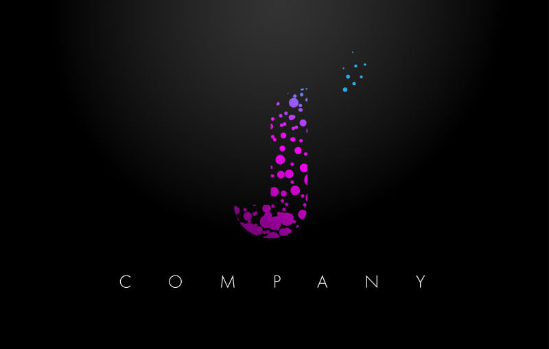 抽象矢量粉色颗粒风格的字母j标志设计