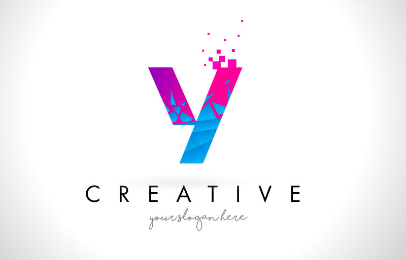 抽象矢量现代粉蓝色字母y标志设计