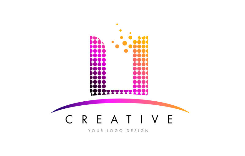 抽象矢量渐变圆点风格的字母U标志设计