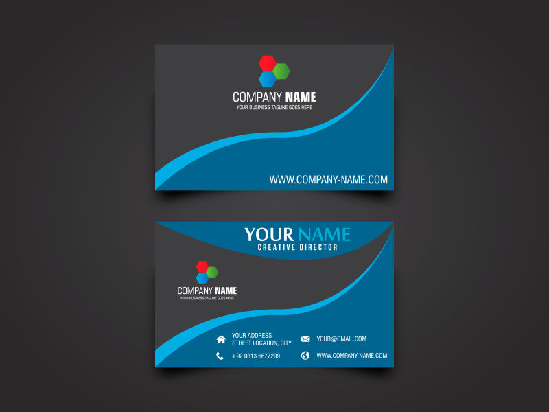 矢量黑色蓝色经典名片设计