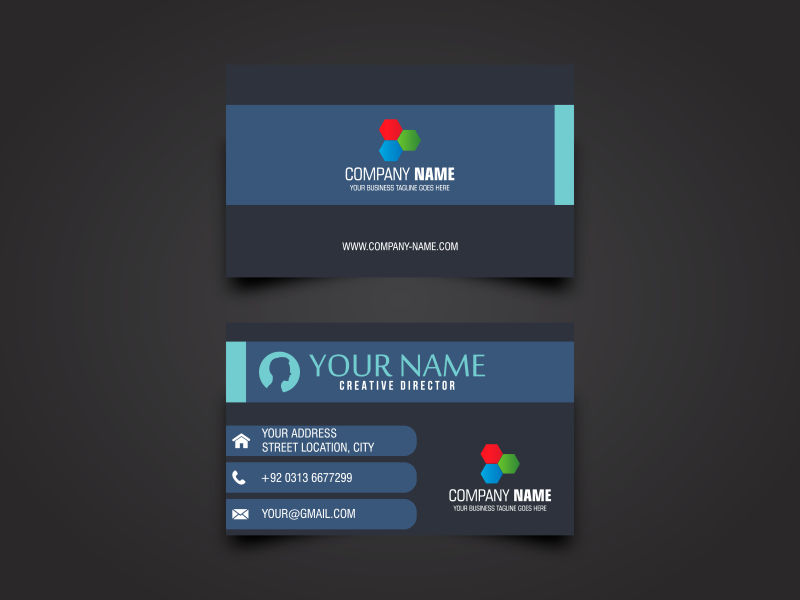 抽象矢量现代经典蓝色名片设计