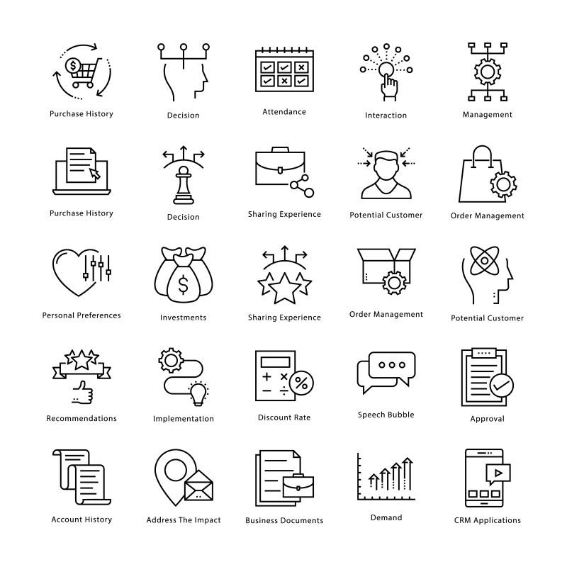 抽象矢量经济统计主题的线性图标设计