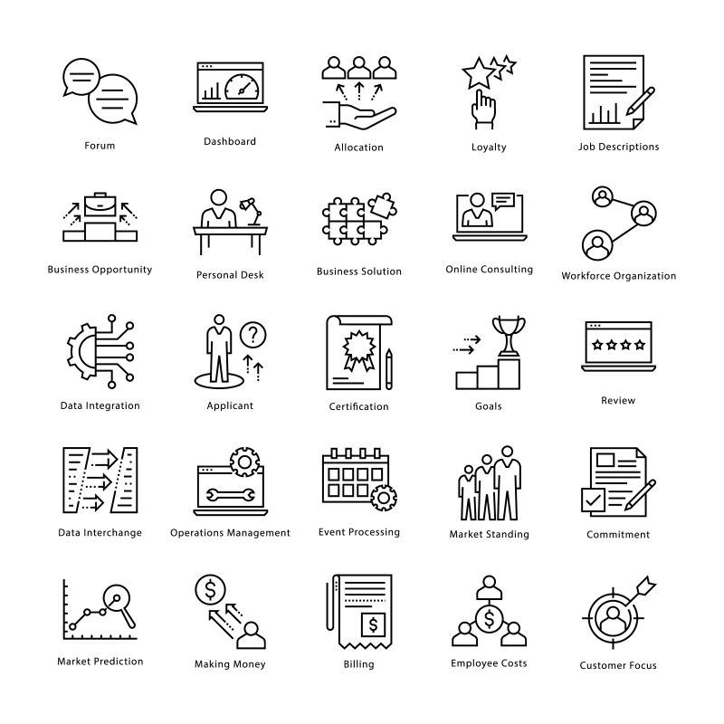 矢量创意数据主题的平面线性图标设计