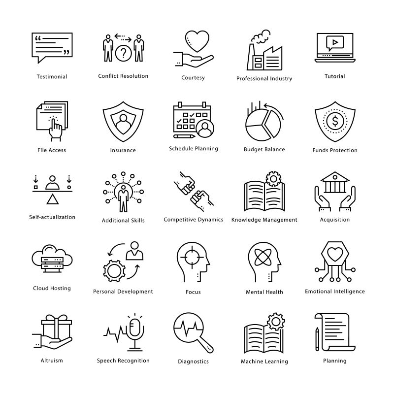 创意矢量文档主题的线性图标设计