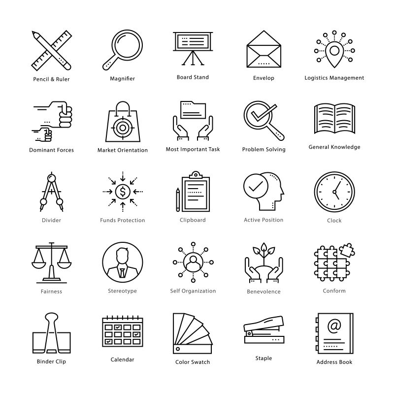 创意矢量现代线性风格的商务图标设计