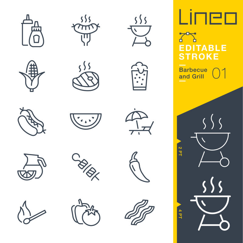抽象矢量线性风格的烧烤图标