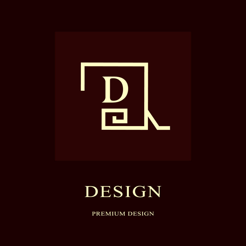 抽象标志设计现代奢华单字最小元素字母徽标D.标记的区别通用圆形模板时尚标签版税公司名片矢量插图