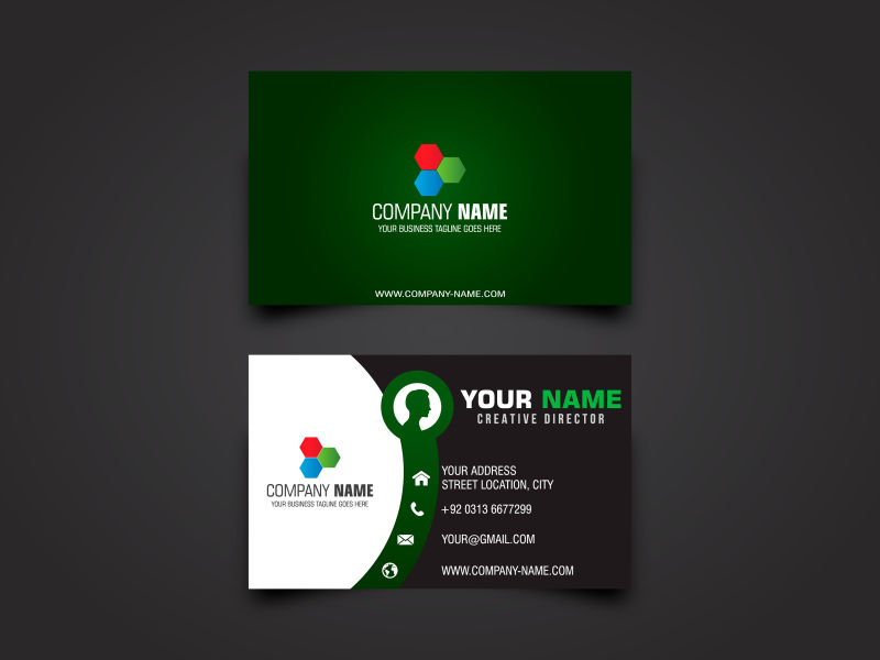 抽象矢量现代绿色经典名片设计