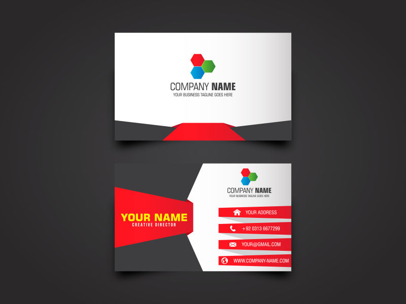 抽象矢量现代经典红黑色名片设计